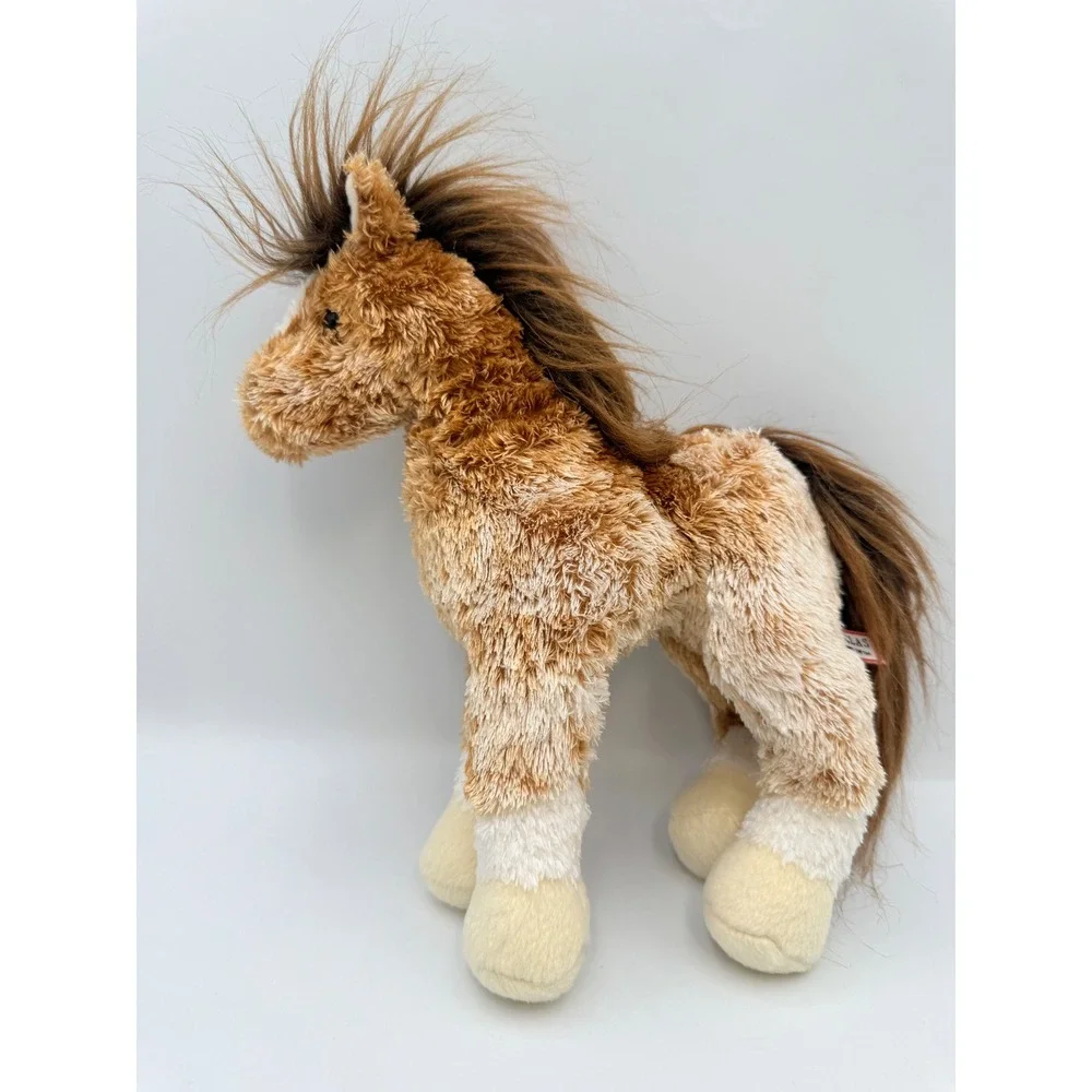 Douglas Cuddle Toys Horse Plush Standing Tan White Pony Brown Mane 11 inch